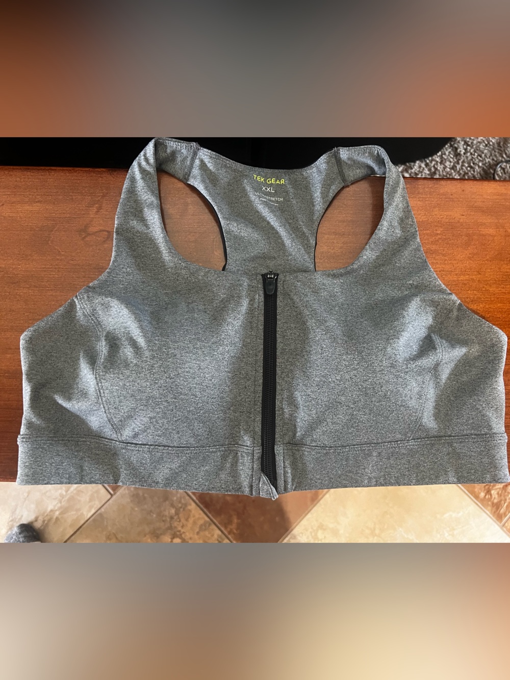 Women’s Tek Gear Gray Front-Zip Sports Bra - Gray